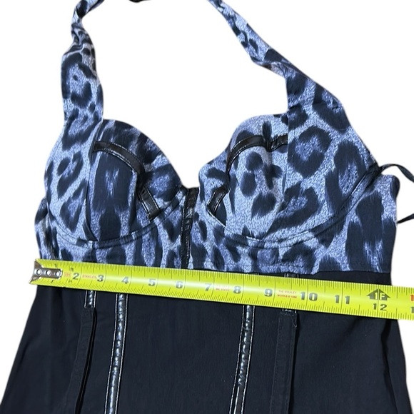 Vintage tie wrap halter corset dress,animal print,bustier,goth,bodycon,sexy - Picture 9 of 17